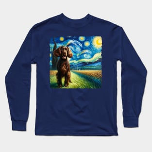 Starry Boykin Spaniel Dog Portrait - Pet Portrait Long Sleeve T-Shirt